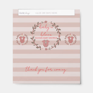Pink Stripes Wreath Baby in Bloom Hershey Bar Favors