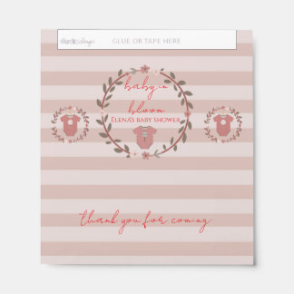 Pink Stripes Wreath Baby in Bloom Hershey Bar Favors
