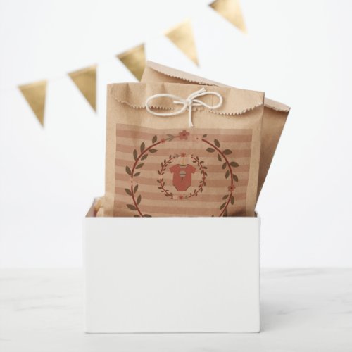Pink Stripes Wreath Baby Shower  Favor Bag