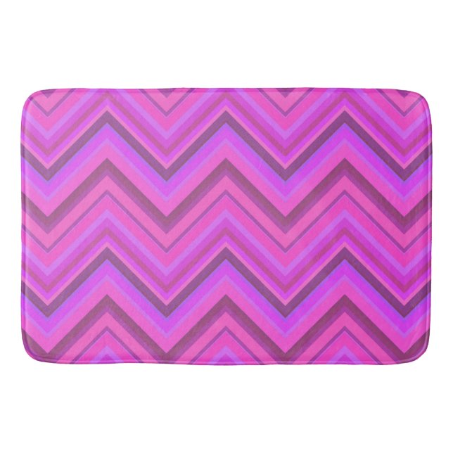 Pink stripes zigzag pattern bath mat (Front)