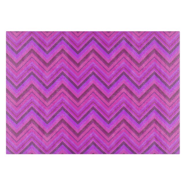 Pink stripes zigzag pattern cutting board (Front)