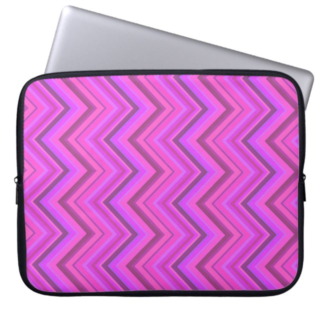 Pink stripes zigzag pattern laptop sleeve (Front)