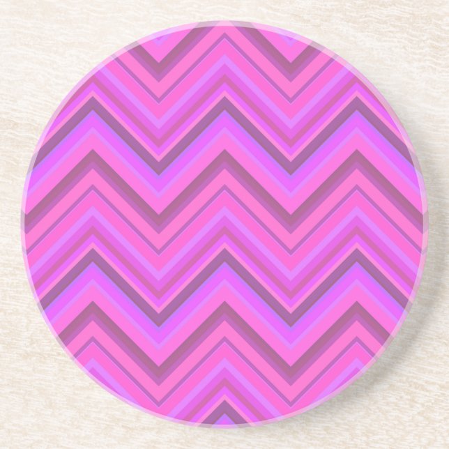 Pink stripes zigzag pattern sandstone coaster (Front)