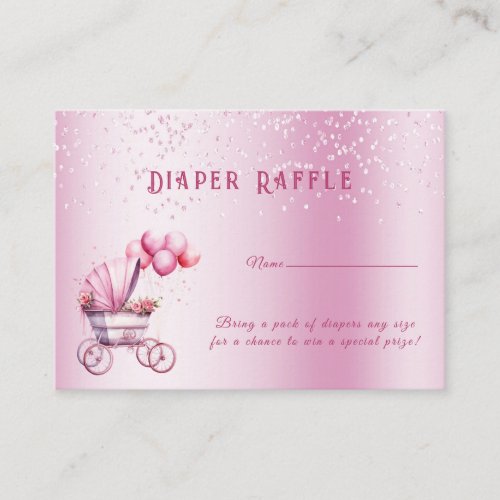 Pink Stroller Baby Shower Enclosure Card