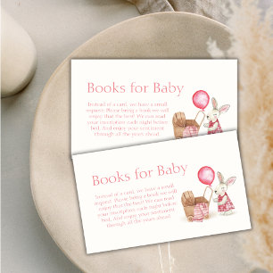 Pink Stroller Bunny Balloon Books For Baby Shower Enclosure Card