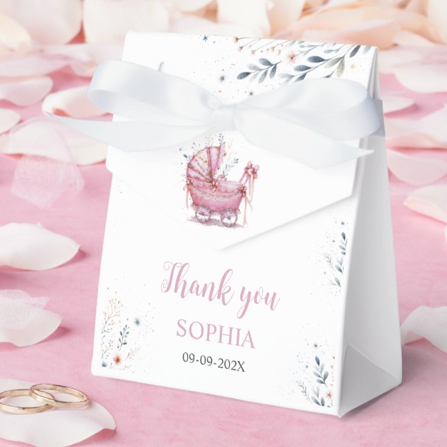 Pink Stroller Favor Boxes (Wedding)