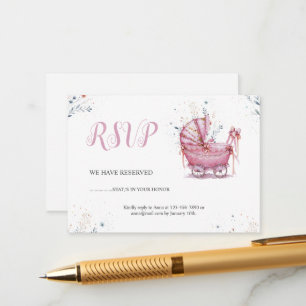 Pink Stroller RSVP Enclosure Card