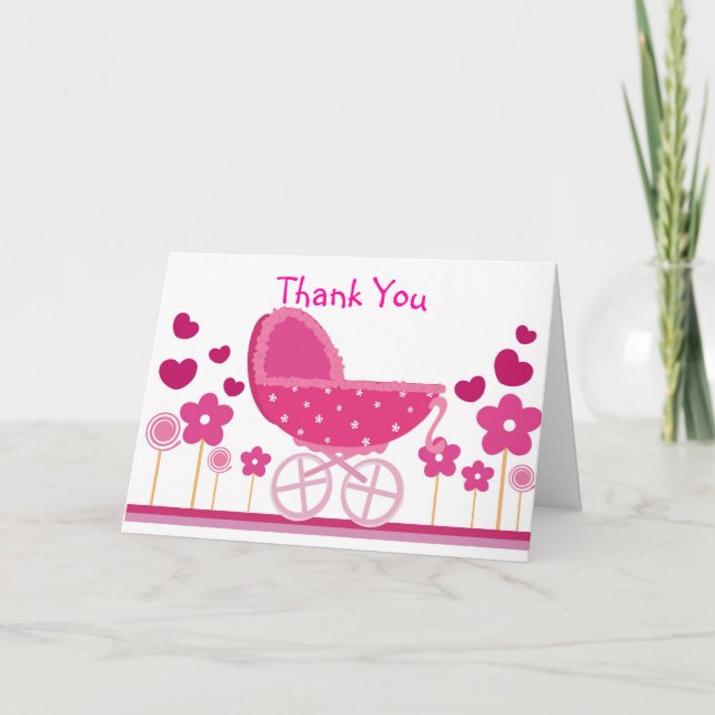 Pink Stroller Thank you Card (Front)