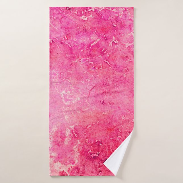 Pink Structures made in manual on a paper paintsba Bath Towel (Bath Towel)