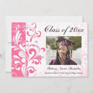 Pink Stunning Swirl Photo Graduation Announcement