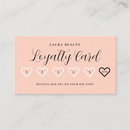 Pink Stylish Minimal Heart Love Loyalty Card