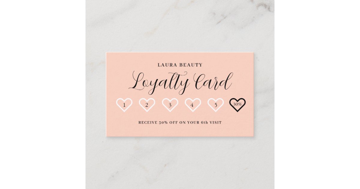 Pink Stylish Minimal Heart Love Loyalty Card | Zazzle
