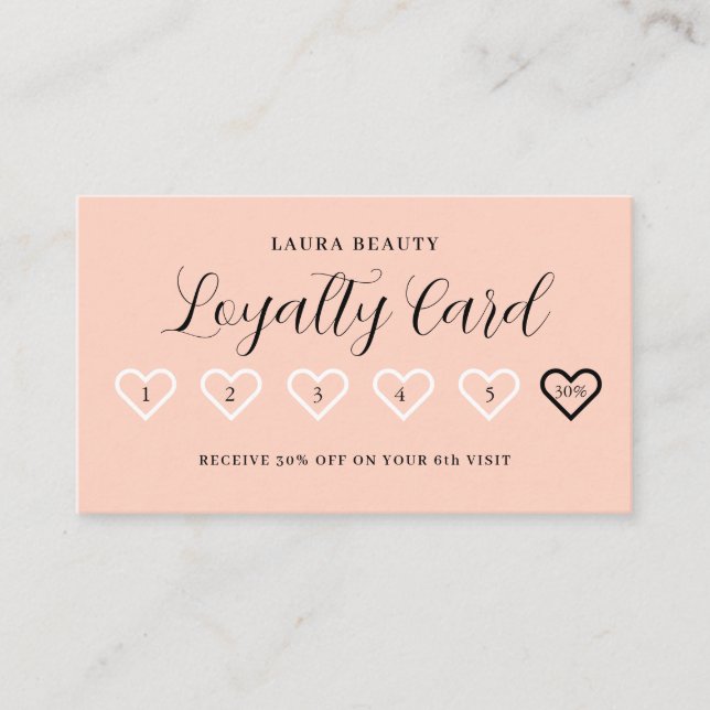 Pink Stylish Minimal Heart Love Loyalty Card (Front)