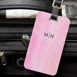 Pink Stylish Monogram Luggage Tag<br><div class="desc">This stylish luggage tag design features a pink watercolor background.
Easily customizable with your initials in modern white typography.
Original Watercolor © Michele Davies.</div>