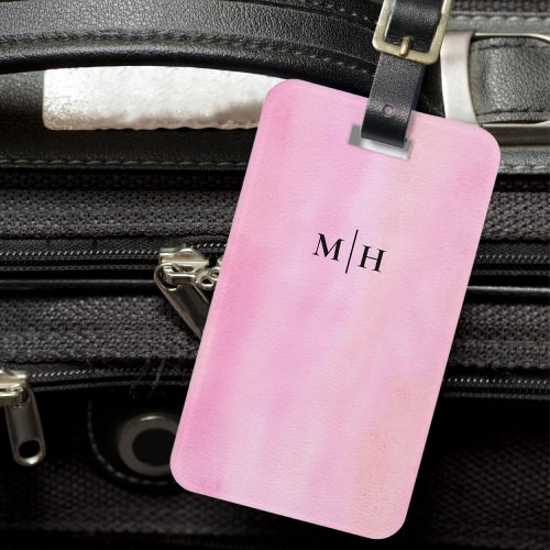 Pink Stylish Monogram Luggage Tag