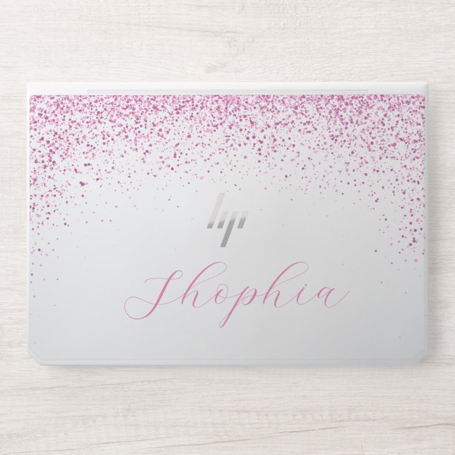 Pink Stylish  Monogram | Modern Script HP Laptop Skin (Front)