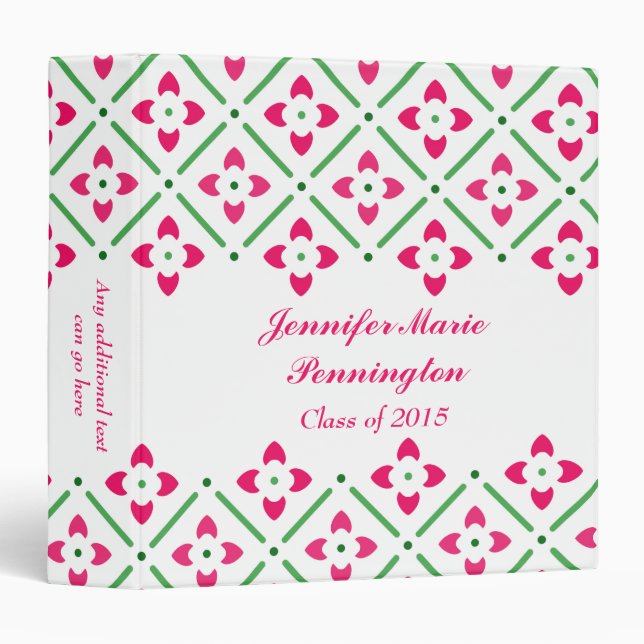 Pink stylish trendy floral graduation memory book binder (Front/Spine)