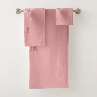 Pink Stylized Butterfly Round Tail, Embossed-look Bath Towel Set