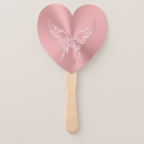 Pink Stylized Butterfly Round Tail Embossed_look Hand Fan