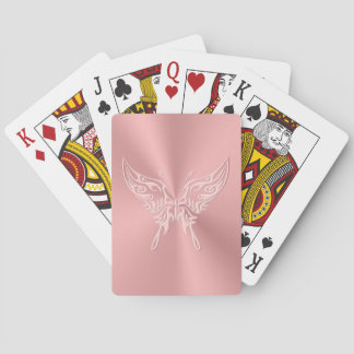 Pink Stylized Butterfly Round Tail, Embossed-look Poker Cards