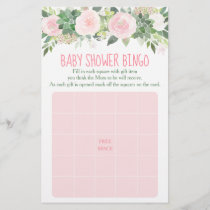 Pink Succulent Floral Baby Shower Bingo Game