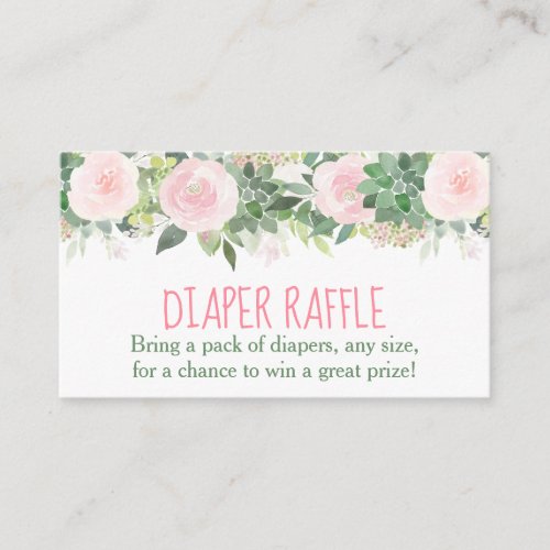 Pink Succulent Floral Diaper Raffle Tickets Enclosure Card