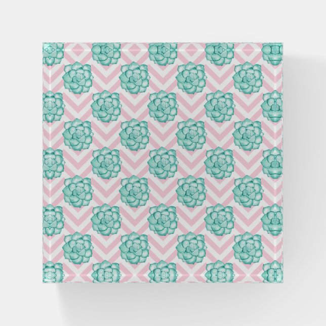 Pink Succulent Paperweight (Front)