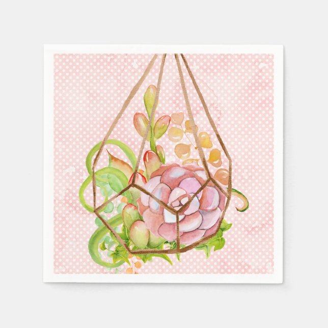 Pink Succulents Terrarium Napkins (Front)