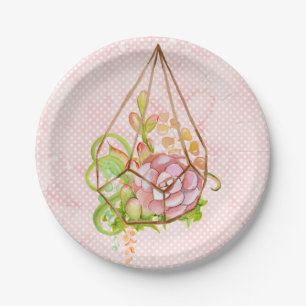 Pink Succulents Terrarium Paper Plates
