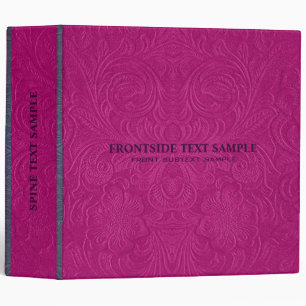Pink Suede Leather Look Embossed Flowers Binder