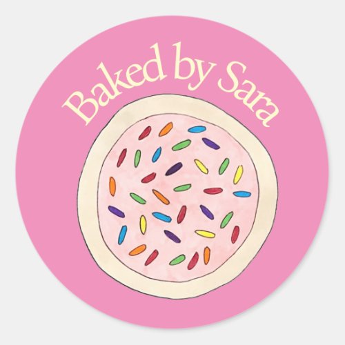 Pink Sugar Cookie Sprinkles Baked By Homemade Classic Round Sticker