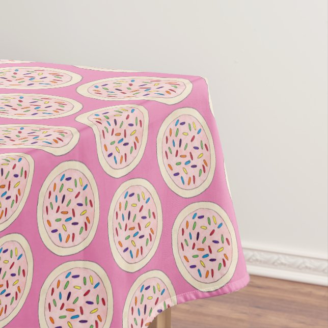 Pink Sugar Cookie Sprinkles Strawberry Frosting Tablecloth (In Situ)