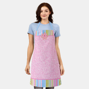 Pink Sugar Cookie Swirls and Stripes Apron