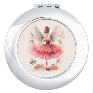 Pink Sugar Plum Fairy Compact Mirror