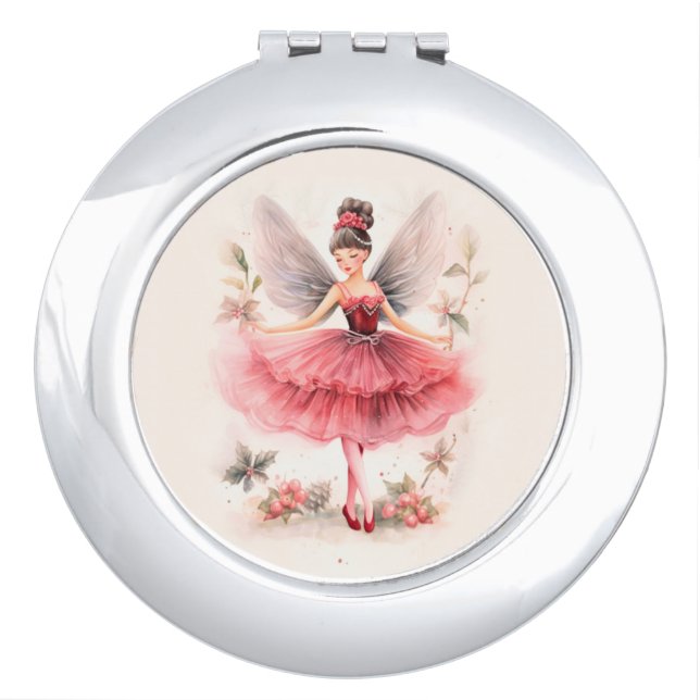 Pink Sugar Plum Fairy Compact Mirror (Front)