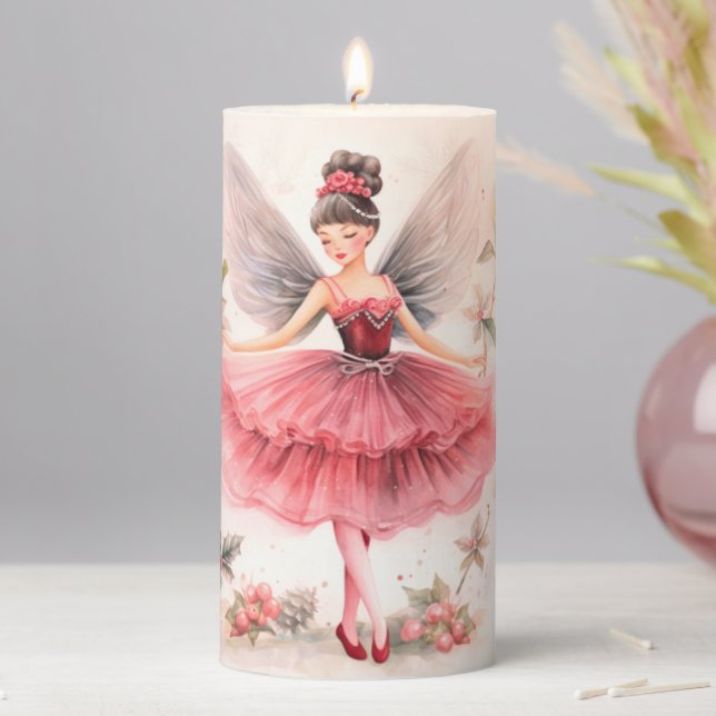 Pink Sugar Plum Fairy Pillar Candle (In Situ)
