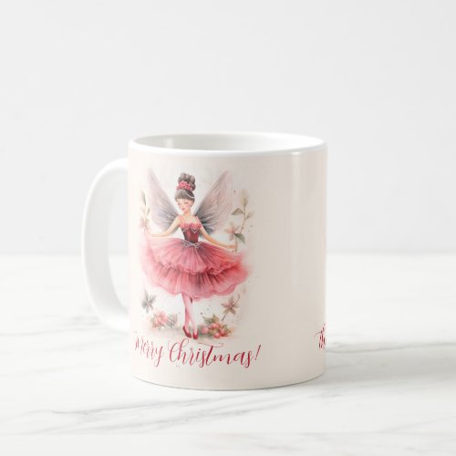 Pink Sugar Plum Fairy Script Christmas Mug