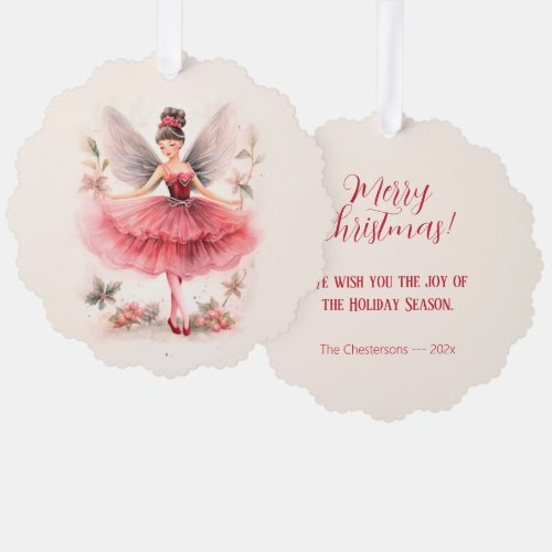 Pink Sugar Plum Fairy Vintage Christmas Card