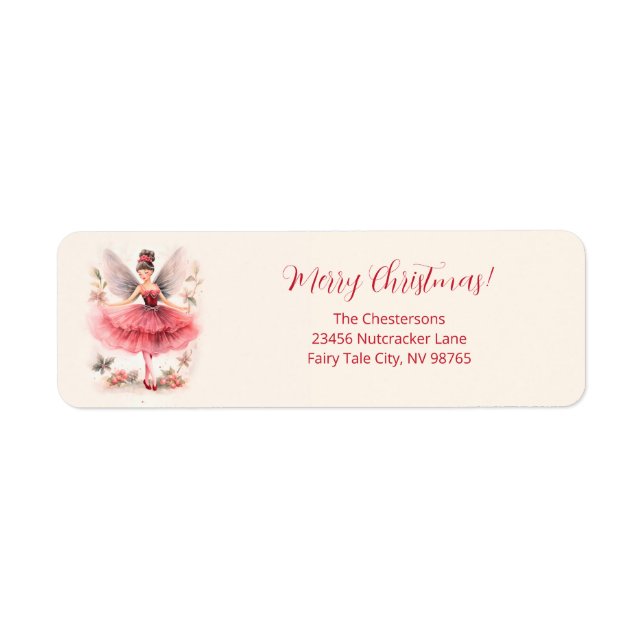 Pink Sugar Plum Fairy Vintage Christmas Label (Front)