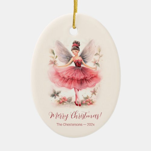 Pink Sugar Plum Fairy Vintage Christmas Ornament