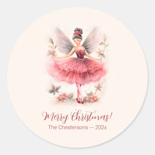 Pink Sugar Plum Fairy Vintage Christmas Stickers