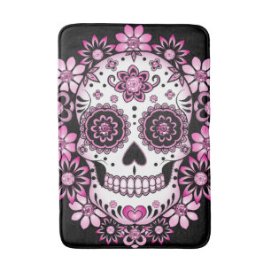Pink Sugar Skull Bath Mat