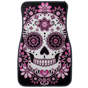 Pink Sugar Skull Car Floor Mat