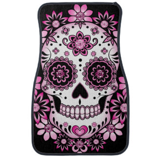 Pink Sugar Skull Car Floor Mat