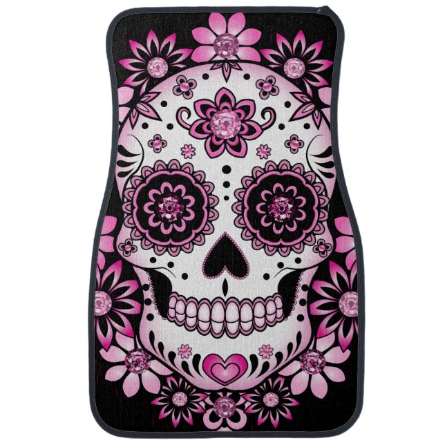 Pink Sugar Skull Car Floor Mat (Front)
