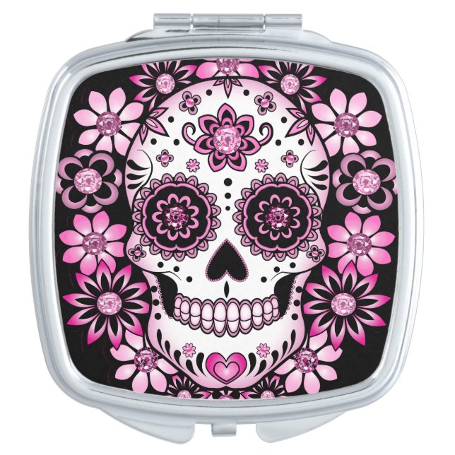 Pink Sugar Skull Compact Mirror (Front)