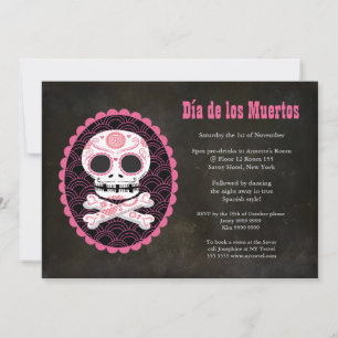 Pink Sugar Skull Day of the Dead Party Invite