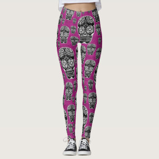 Pink Sugar Skull Leggings Glitter Effect