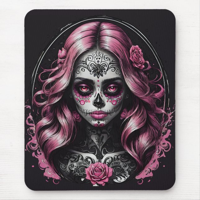 Pink Sugar Skull-no 2 Mousepad (Front)