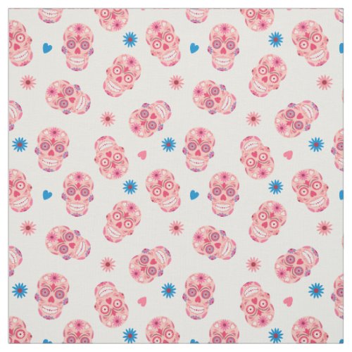 Pink Sugar Skull Pattern Fabric